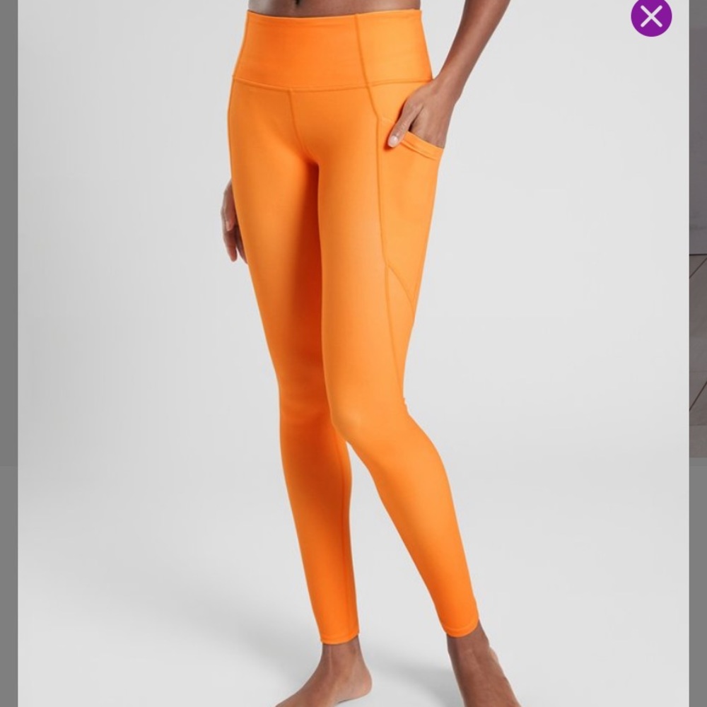 Athleta Salutation Pocket Powervita Legging Sunrise Orange L